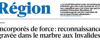 Dernières Nouvelles d’Alsace inauguration stèle des Malgré-Nous